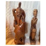 Vintage Hand Carved Wood Sculpture Lot – Birds, Folk Art Figures, Asian Carvings