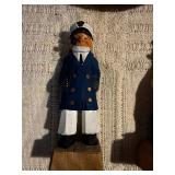Vintage Scandinavian Hand Carved Wood Fisherman Scene w/ Boat – Nautical Folk Art Norway Sweden