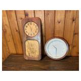 Vintage Wall Clock Lot – Wood Ship Scene Clock & Modern Swatch Clock (2 Pieces)