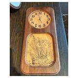 Vintage Wall Clock Lot – Wood Ship Scene Clock & Modern Swatch Clock (2 Pieces)