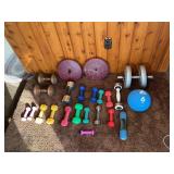 Large Mixed Dumbbell & Home Fitness Weight Lot w/ Case – Plates, Hand Weights, Medicine Ball