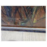 “Large Mid-Century Modern Abstract Oil Painting – Heavy Texture / Impasto – Signed – Framed”