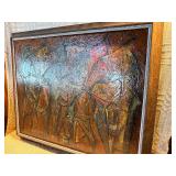 “Large Mid-Century Modern Abstract Oil Painting – Heavy Texture / Impasto – Signed – Framed”