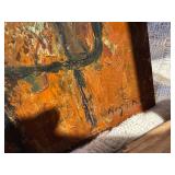 “Large Mid-Century Modern Abstract Oil Painting – Heavy Texture / Impasto – Signed – Framed”