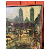 Vintage Framed Signed Paris Street Scene Painting – Textured Impressionist Cityscape