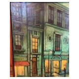 Vintage Framed Signed Paris Street Scene Painting – Textured Impressionist Cityscape