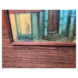 Vintage Framed Signed Paris Street Scene Painting – Textured Impressionist Cityscape