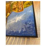 Vintage Oil Painting – Harbor Fishing Boat Scene – Heavy Texture Impasto – Framed