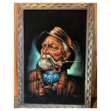 Vintage Signed Portrait Painting – Bearded Sailor w/ Pipe – Framed Artwork