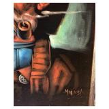 Vintage Signed Portrait Painting – Bearded Sailor w/ Pipe – Framed Artwork