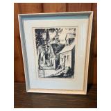 Framed Earl Gross Lithograph “Burlington, Vermont 1857” – Story & Clark Pianos Centennial Print