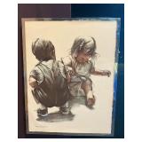 Joanne Thompson Signed Print of Children – Framed Decorative Artwork