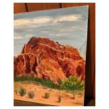 Original Desert Landscape Painting – Superstition Mountain, Mesa Arizona – Signed