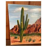 Original Desert Landscape Painting – Superstition Mountain, Mesa Arizona – Signed
