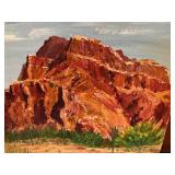 Original Desert Landscape Painting – Superstition Mountain, Mesa Arizona – Signed