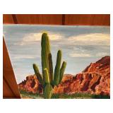 Original Desert Landscape Painting – Superstition Mountain, Mesa Arizona – Signed