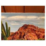 Original Desert Landscape Painting – Superstition Mountain, Mesa Arizona – Signed