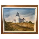 Framed Lighthouse Coastal Painting – Dot Jerna’s Lighthouse Gallery, Massachusetts
