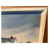 Framed Lighthouse Coastal Painting – Dot Jerna’s Lighthouse Gallery, Massachusetts