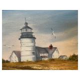 Framed Lighthouse Coastal Painting – Dot Jerna’s Lighthouse Gallery, Massachusetts