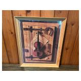 Framed Violin Still Life Print – Rustic Musical Instruments Wall Art