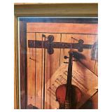 Framed Violin Still Life Print – Rustic Musical Instruments Wall Art