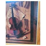 Framed Violin Still Life Print – Rustic Musical Instruments Wall Art