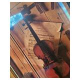 Framed Violin Still Life Print – Rustic Musical Instruments Wall Art