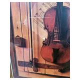 Framed Violin Still Life Print – Rustic Musical Instruments Wall Art