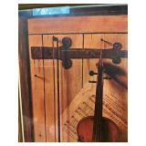 Framed Violin Still Life Print – Rustic Musical Instruments Wall Art