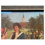 Vintage Patriotic Park Scene Print – Civil War Era Bandstand & Couple – Framed