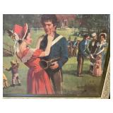Vintage Patriotic Park Scene Print – Civil War Era Bandstand & Couple – Framed