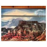 Framed Southwestern Canyon Landscape Print – Desert Cliff & River Scene