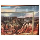 Framed Southwestern Canyon Landscape Print – Desert Cliff & River Scene