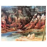 Framed Southwestern Canyon Landscape Print – Desert Cliff & River Scene