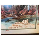 Framed Southwestern Canyon Landscape Print – Desert Cliff & River Scene