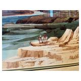Framed Southwestern Canyon Landscape Print – Desert Cliff & River Scene