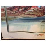 Framed Southwestern Canyon Landscape Print – Desert Cliff & River Scene