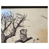 Framed Pheasant Hunting Scene Print – Black & White Wildlife Artwork – Signed & Numbered