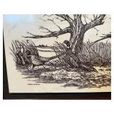 Framed Pheasant Hunting Scene Print – Black & White Wildlife Artwork – Signed & Numbered