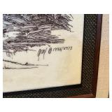 Framed Pheasant Hunting Scene Print – Black & White Wildlife Artwork – Signed & Numbered