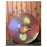 Signed Abstract Round Panel Painting – Mid-Century Modern Style – “Mancini”