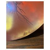 Signed Abstract Round Panel Painting – Mid-Century Modern Style – “Mancini”