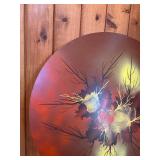 Signed Abstract Round Panel Painting – Mid-Century Modern Style – “Mancini”