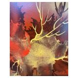 Signed Abstract Round Panel Painting – Mid-Century Modern Style – “Mancini”