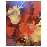 Signed Abstract Round Panel Painting – Mid-Century Modern Style – “Mancini”