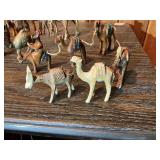 Vintage Hand-Carved Wooden Camel & Caravan Figurine Lot – Miniature Animals