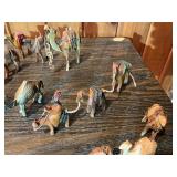 Vintage Hand-Carved Wooden Camel & Caravan Figurine Lot – Miniature Animals