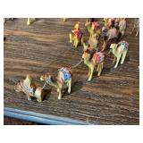 Vintage Hand-Carved Wooden Camel & Caravan Figurine Lot – Miniature Animals
