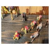 Vintage Hand-Carved Wooden Camel & Caravan Figurine Lot – Miniature Animals